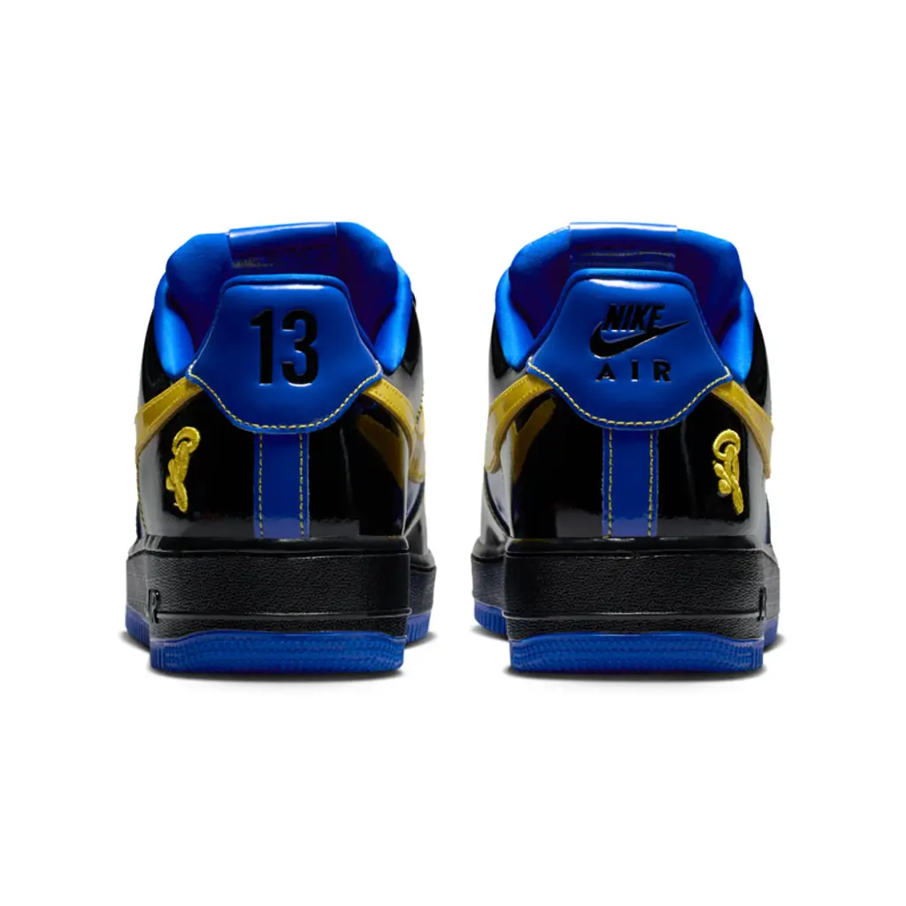 Central Cee x Nike Air Force 1 Low Racer Blue heel view showing collaborative detailing