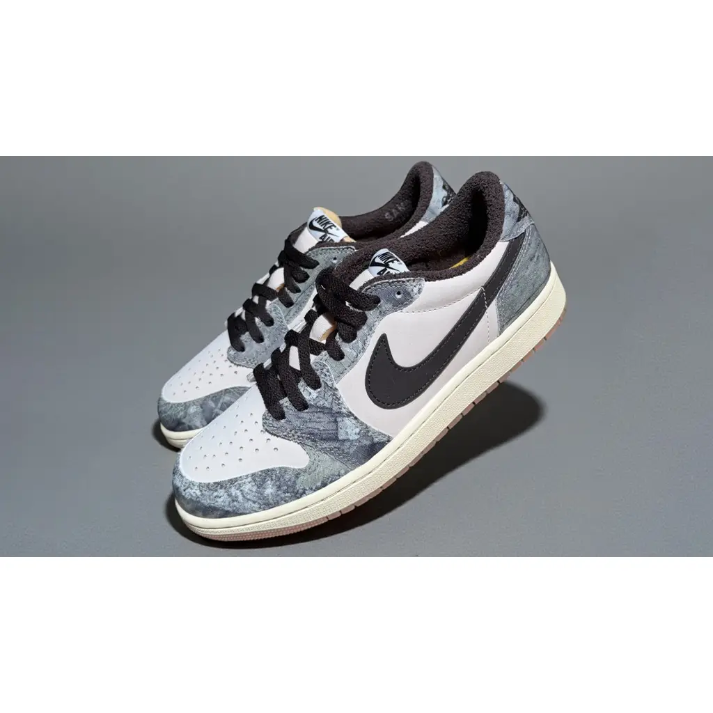 Air Jordan 1 Low OG Realtree Camo pair on grey background