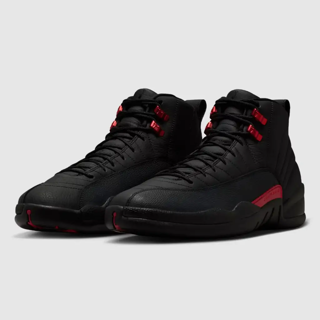 Air Jordan 12 Bloodline 2026 pair black red detailing